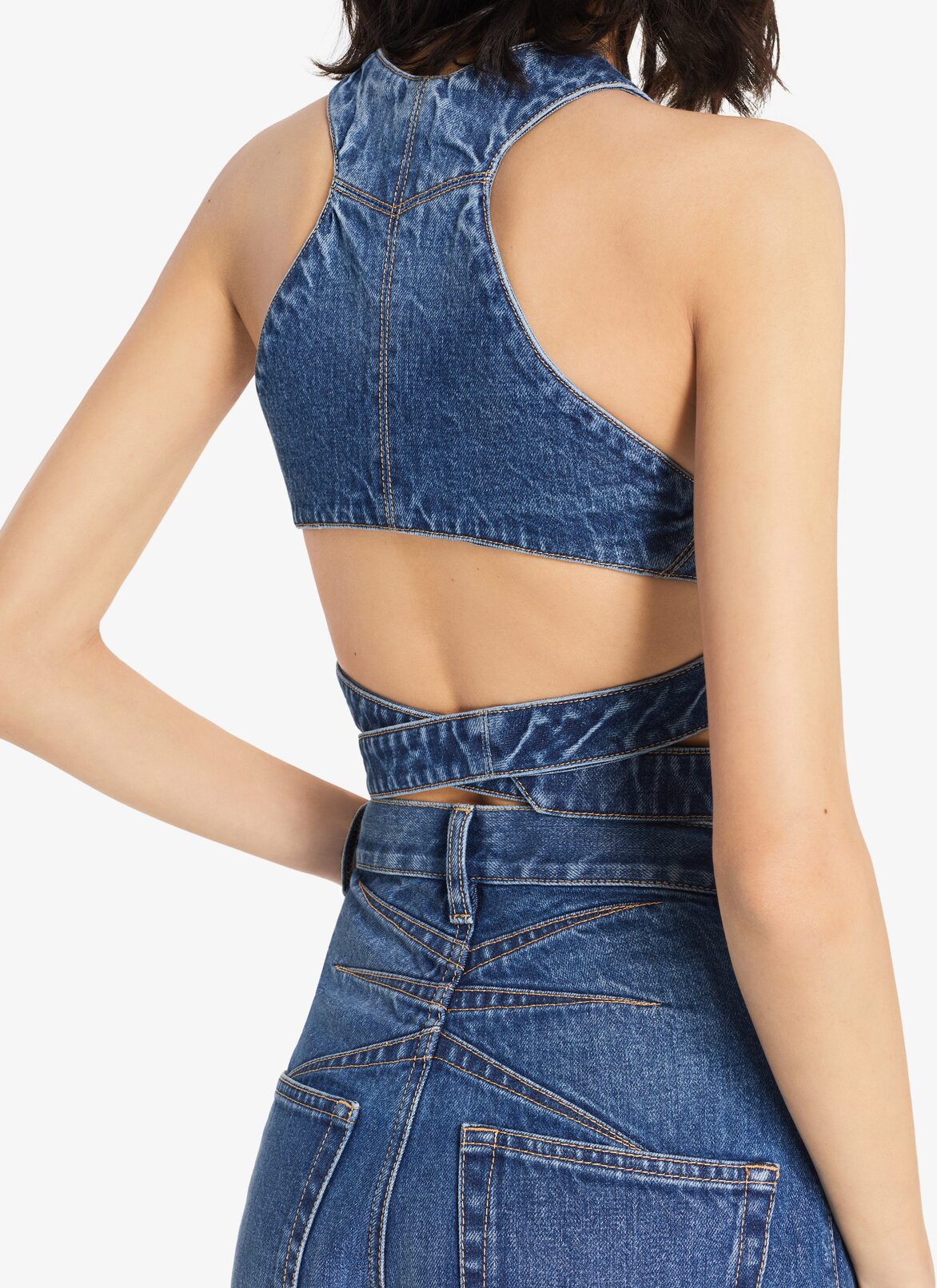 Brassière en denim Alaïa ALAÏA BLEU JEANS BRASSIÈRE EN DENIM ALAÏA